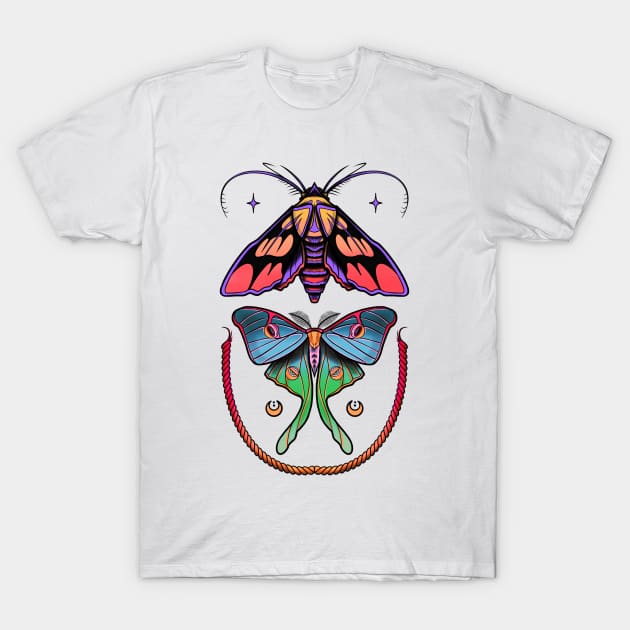 Cosmic Moths T-Shirt by Scottconnick